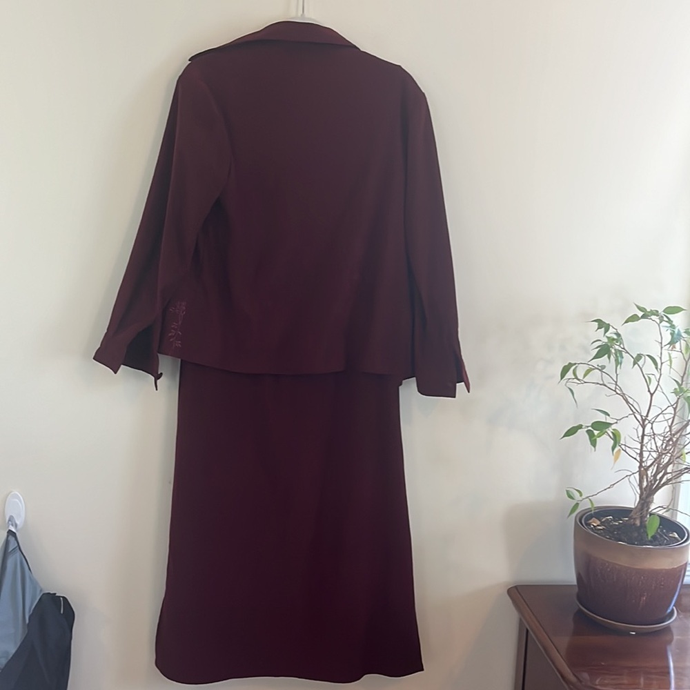 Vintage Coldwater Creek Two Piece Set Dress Jacket Floral Burgundy S 90s cottage - Picture 6 of 10